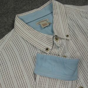 Carbon2Cobalt Shirt Mens Large‎ Blue White Lightweight Textured Flip Cuff